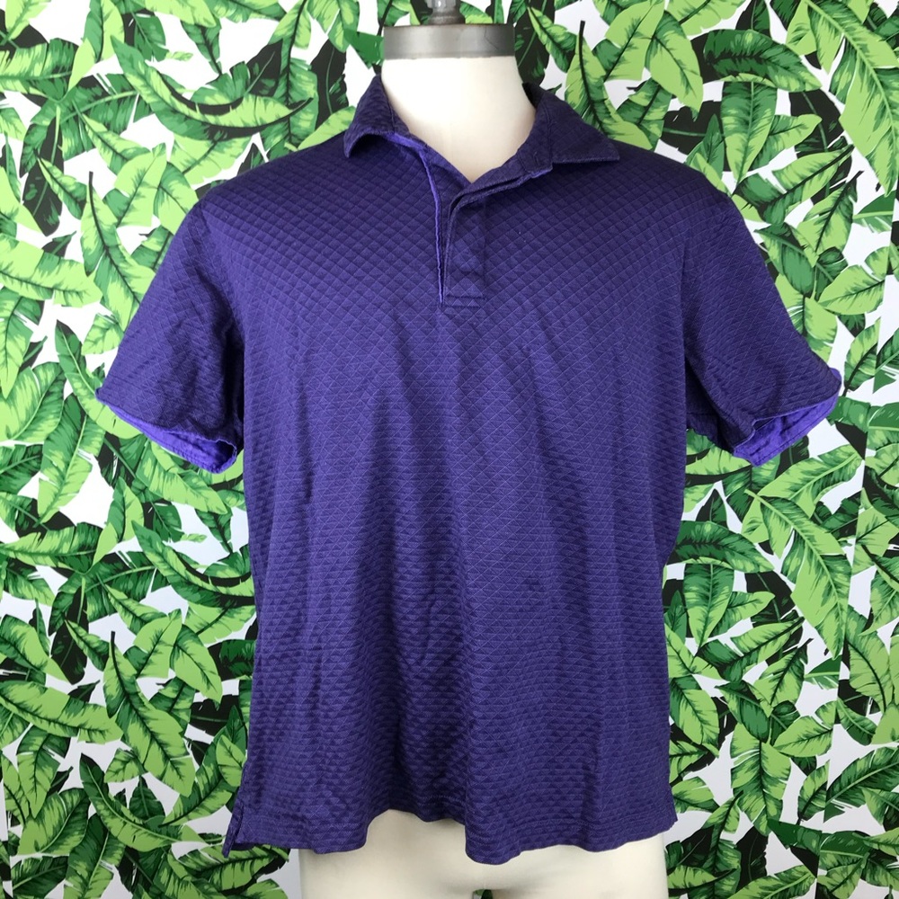 Robert Graham Purple Diamond Print Polo Shirt